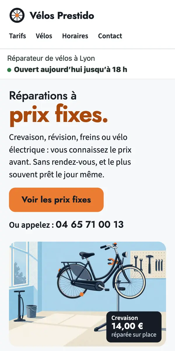 Le site d’exemple de Vélos Prestido